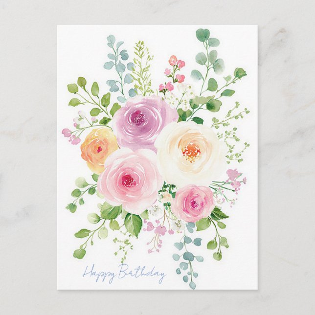 Tarjeta postal de cumpleaños con acuarela (Anverso)