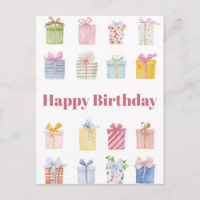 Tarjeta postal de cumpleaños con acuarela (Anverso)