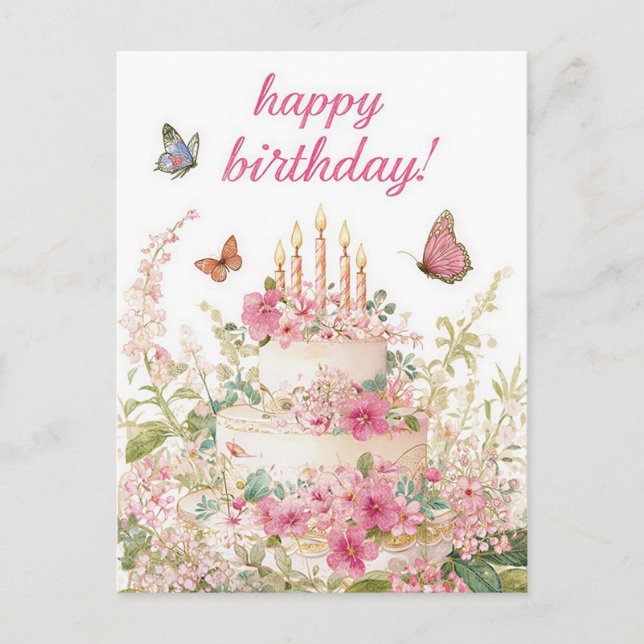 Tarjeta postal de cumpleaños con acuarela (Anverso)