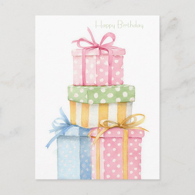 Tarjeta postal de cumpleaños con acuarela (Anverso)