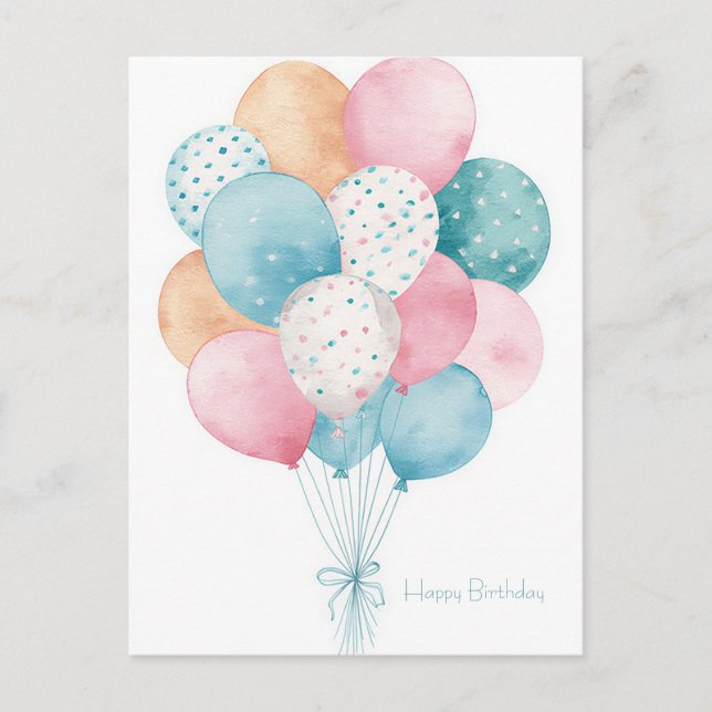 Tarjeta postal de cumpleaños con acuarela (Anverso)