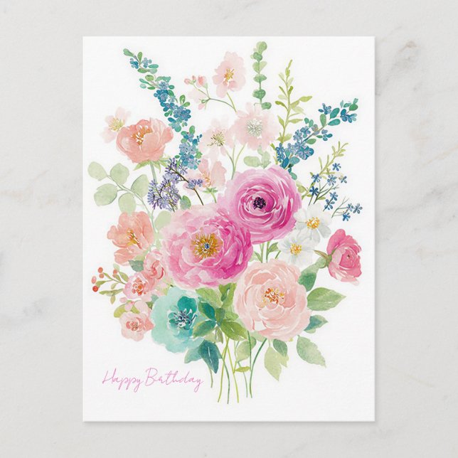 Tarjeta postal de cumpleaños con acuarela (Anverso)