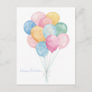 Tarjeta postal de cumpleaños con acuarela