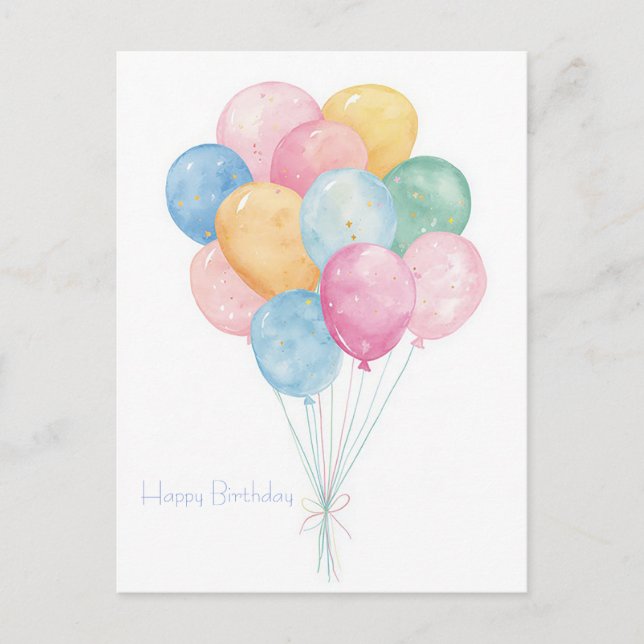 Tarjeta postal de cumpleaños con acuarela (Anverso)