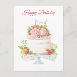 Tarjeta postal de cumpleaños con acuarela