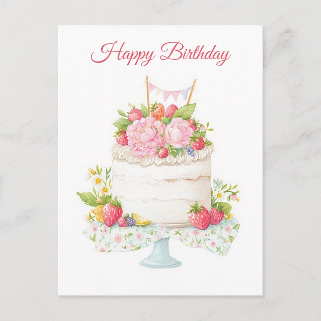 Tarjeta postal de cumpleaños con acuarela (Anverso)