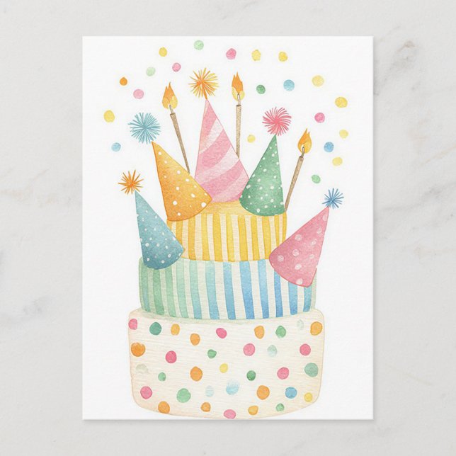 Tarjeta postal de cumpleaños con acuarela (Anverso)