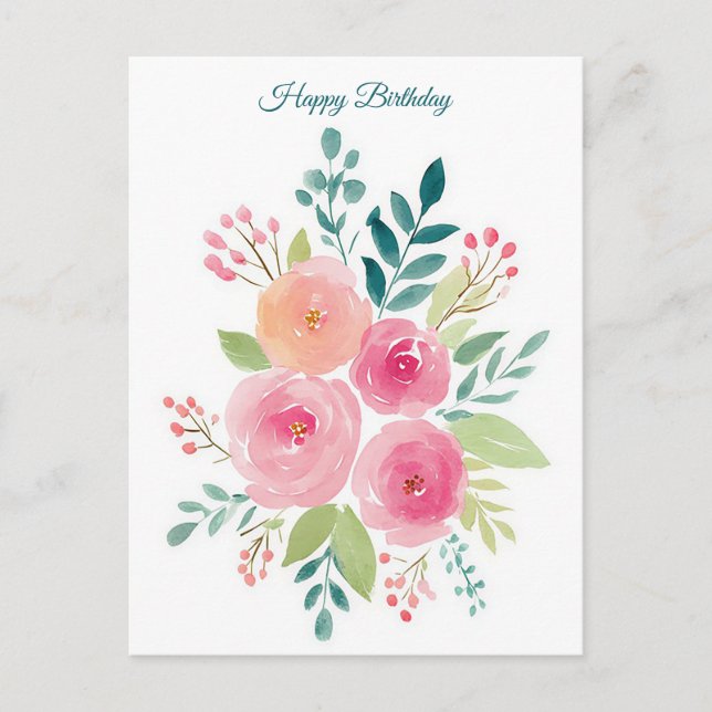 Tarjeta postal de cumpleaños con acuarela (Anverso)