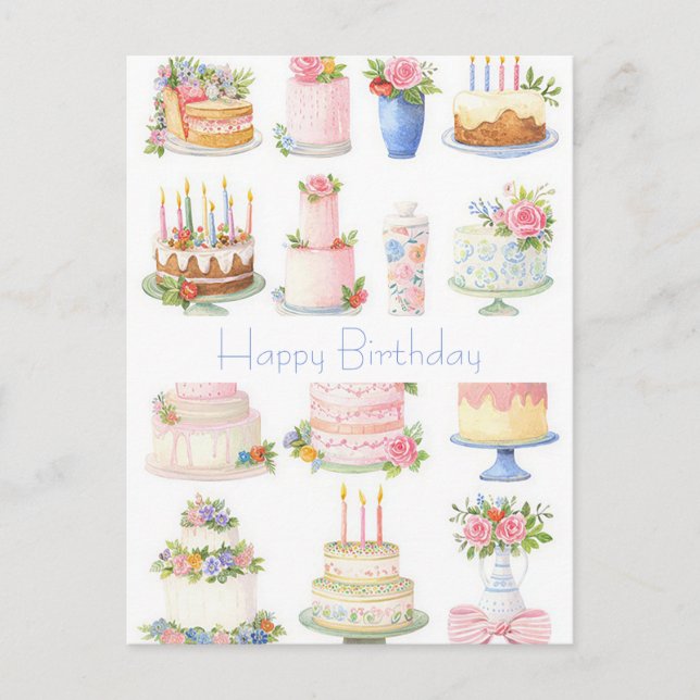 Tarjeta postal de cumpleaños con acuarela (Anverso)