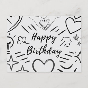 Tarjeta postal de cumpleaños con dibujo de amor