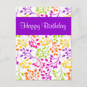 Tarjeta postal de cumpleaños con frutas otoñales c