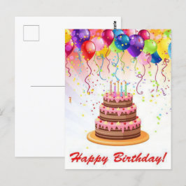 Tarjeta postal de cumpleaños con fuegos artificial