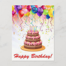 Tarjeta postal de cumpleaños con fuegos artificial