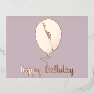Tarjeta postal de cumpleaños con globo de foil ros
