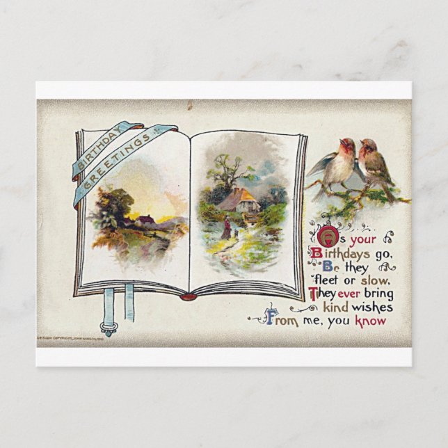 Tarjeta postal de cumpleaños con matasellos del 14 (Anverso)