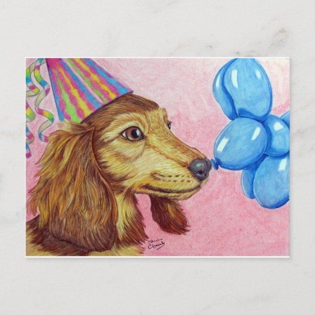 Tarjeta postal de cumpleaños Daschund (Anverso)