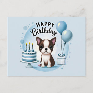 Tarjeta postal de cumpleaños de adorable Boston Te