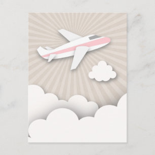 Tarjeta postal de cumpleaños de avión rosado