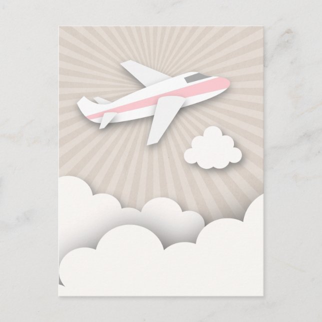 Tarjeta postal de cumpleaños de avión rosado (Anverso)