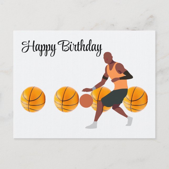 Tarjeta postal de cumpleaños de baloncesto para ju (Anverso)