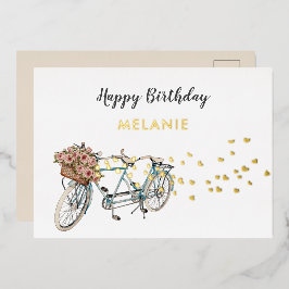 tarjeta postal de cumpleaños de bicicleta en tánde