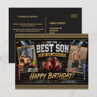 Tarjeta postal de cumpleaños de boxeo personalizad