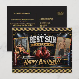 Tarjeta postal de cumpleaños de boxeo personalizad