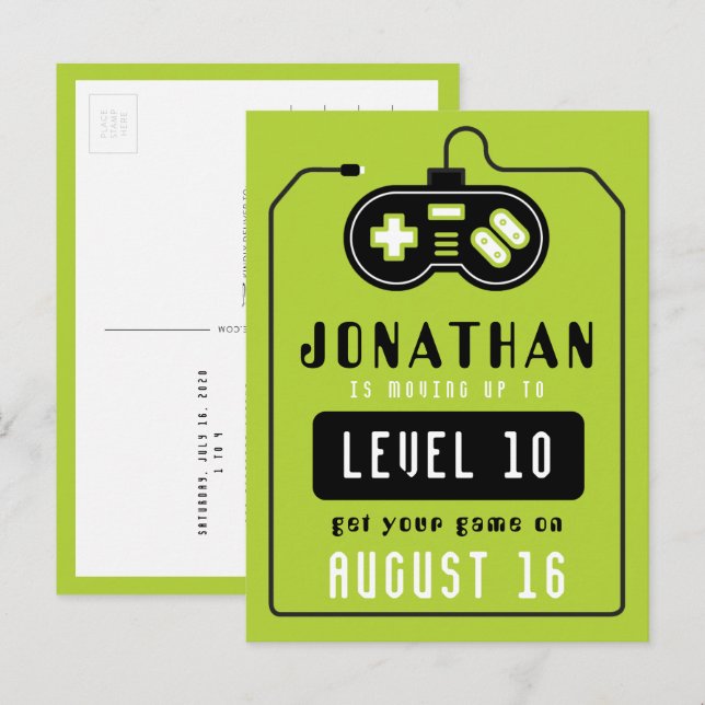 Tarjeta postal de cumpleaños de camión de videojue (Anverso / Reverso)
