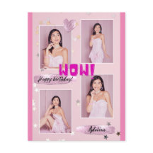 Tarjeta postal de cumpleaños de dama con foto mini