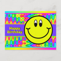 Tarjeta postal de cumpleaños de Emoji facial sonri