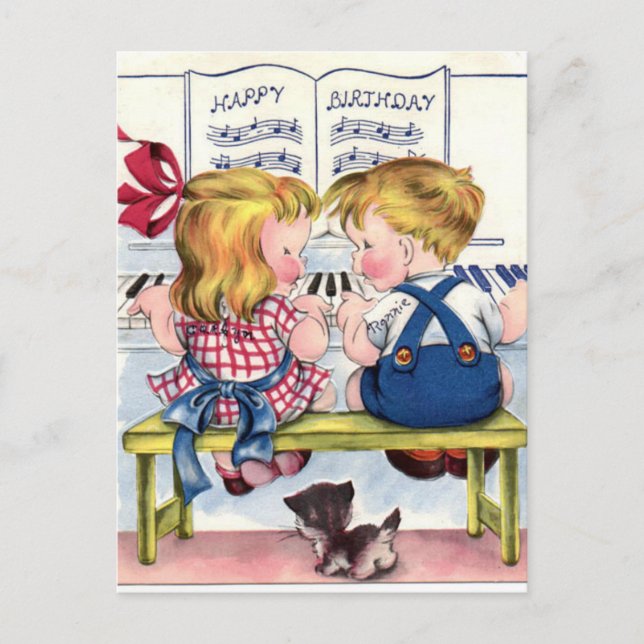 Tarjeta postal de cumpleaños de época (Anverso)
