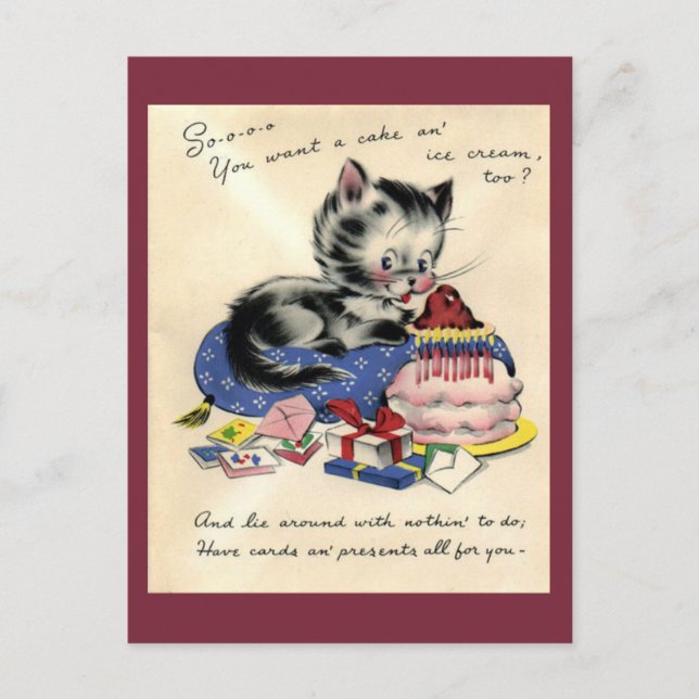 Tarjeta postal de cumpleaños de época (Anverso)
