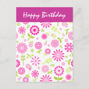 Tarjeta postal de cumpleaños de flores rosas