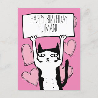 Tarjeta postal de cumpleaños de gato