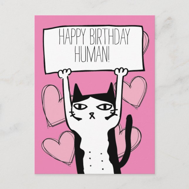 Tarjeta postal de cumpleaños de gato (Anverso)