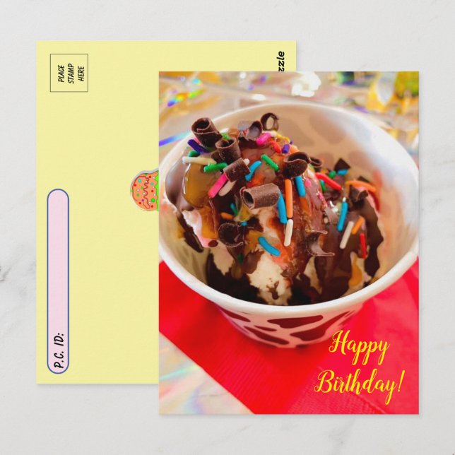 Tarjeta postal de cumpleaños de helado Postcrossin (Anverso / Reverso)