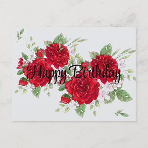 Tarjeta postal de cumpleaños de las rosas rojas