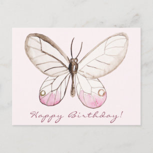 Tarjeta postal de cumpleaños de mariposa de tono r