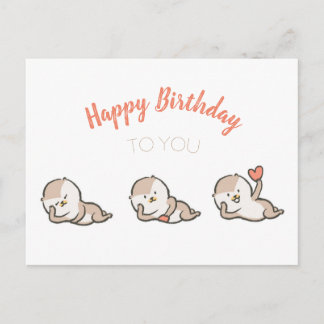tarjeta postal de cumpleaños de nutria linda