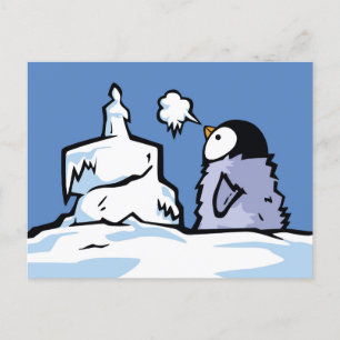 Tarjeta postal de cumpleaños de pollito de pingüin