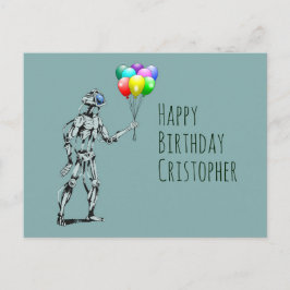 Tarjeta postal de cumpleaños de robot con globos