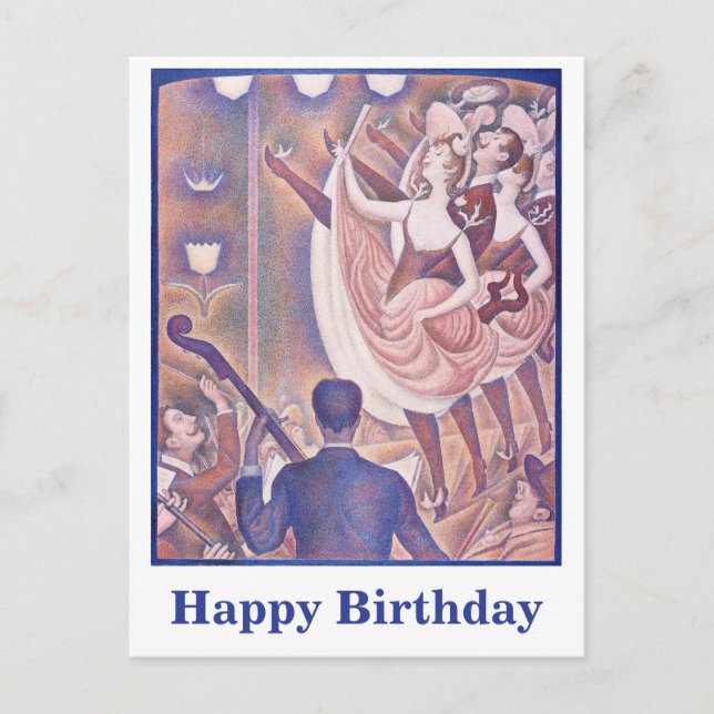 Tarjeta postal de cumpleaños de Seurat Can-can CC0 (Anverso)