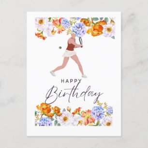 Tarjeta postal de cumpleaños de tenis para jugador