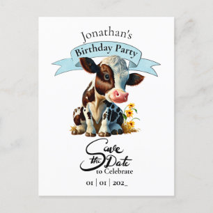 Tarjeta postal de cumpleaños de vaca marrón