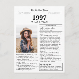 Tarjeta postal de cumpleaños del periódico de 1997