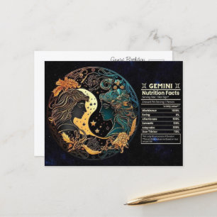 Tarjeta postal de cumpleaños del zodiaco Géminis