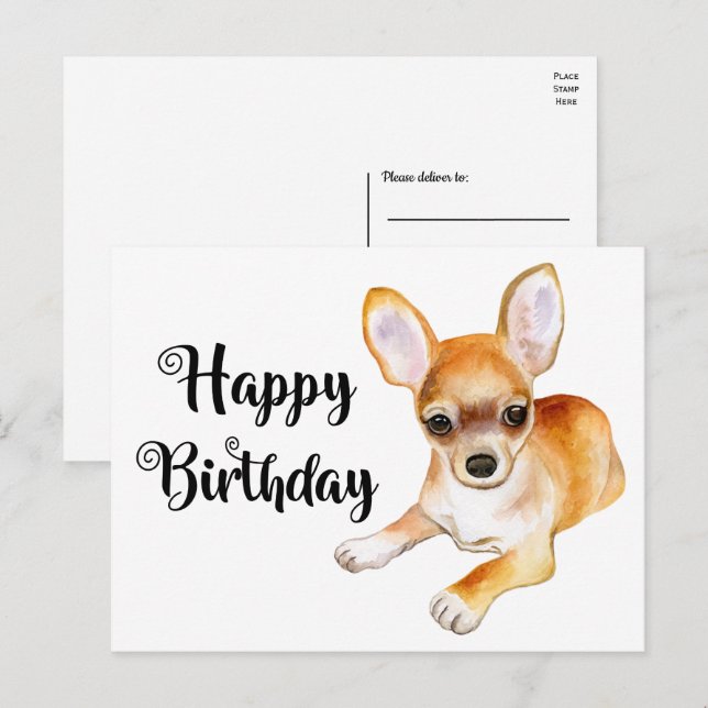 Tarjeta Postal de Cumpleaños Divertida de Cachorro (Anverso / Reverso)