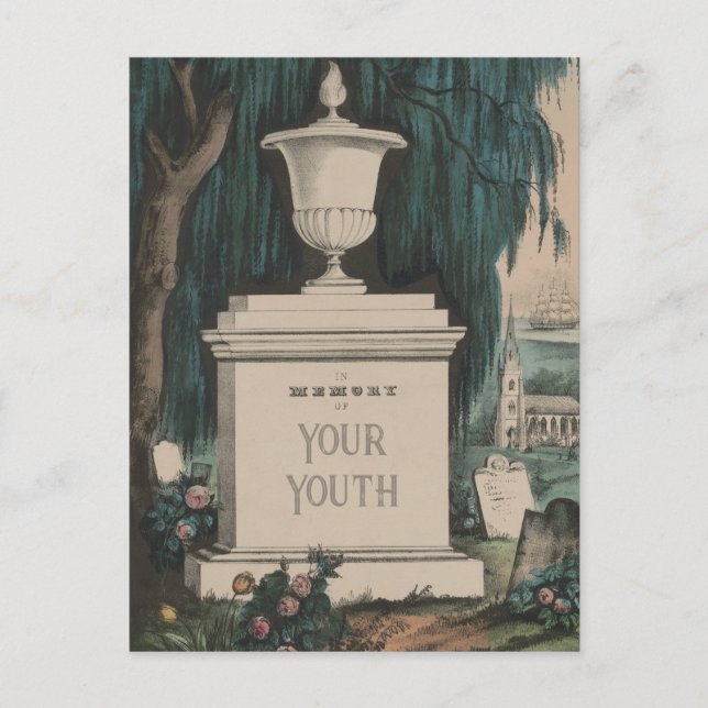 Tarjeta postal de cumpleaños divertida "En memoria (Anverso)