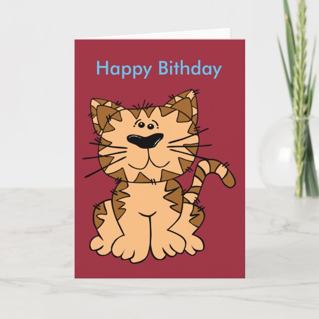 Tarjeta postal de cumpleaños divertida para gato (Anverso)