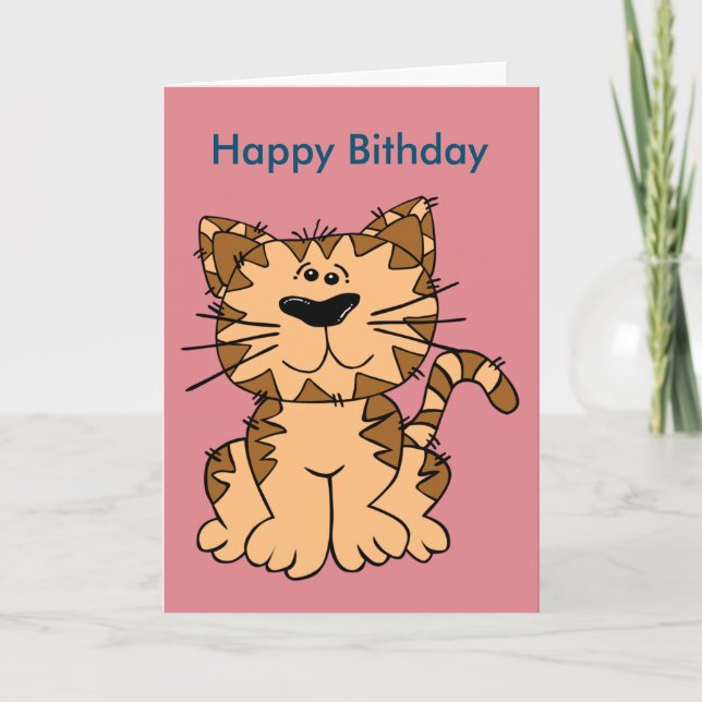 Tarjeta postal de cumpleaños divertida para gato (Anverso)